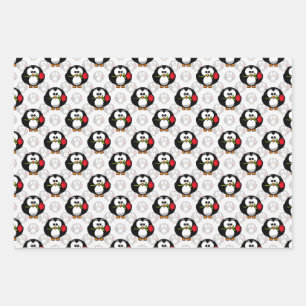 Feuille De Papier Cadeau Design de Motif de surface de pingouin mou Imprime