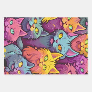 Feuille De Papier Cadeau Design de style pawsitif : Motif de chats de rue