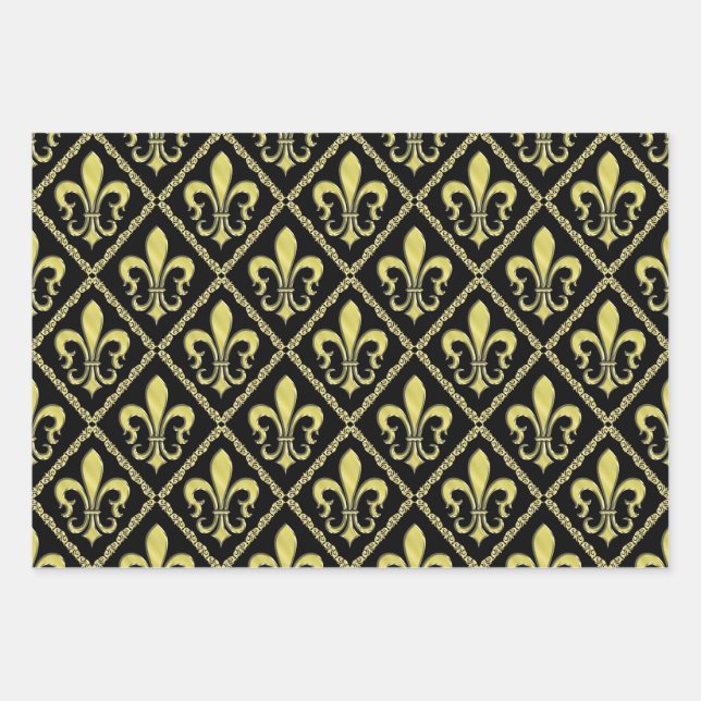 Feuille De Papier Cadeau Design élégant Fleur De Lis (Devant)