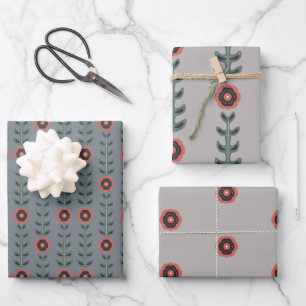 Feuille De Papier Cadeau Design nordique rose et gris