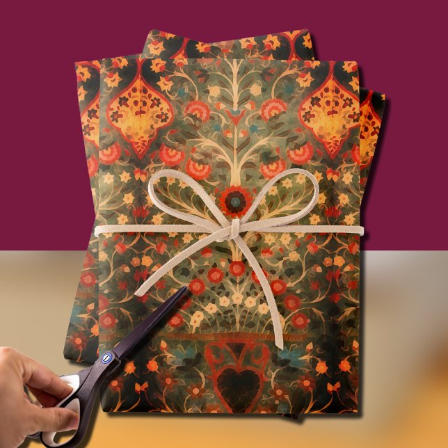 Feuille De Papier Cadeau Design textile indien antique (Créateur téléchargé)