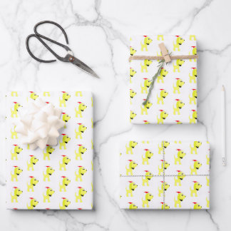 Feuille De Papier Cadeau Dessin chien jaune Diva Chien Noël