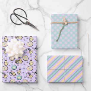 Feuille De Papier Cadeau Dessin de Pâques et Motif de Pâques Pastel