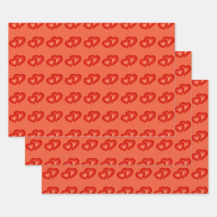 Feuille De Papier Cadeau Deux Coeurs Rouges, Graphique Art numérique Modern