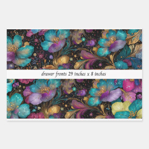 Feuille De Papier Cadeau Devant de tiroir floral découpé 29x8 violet or