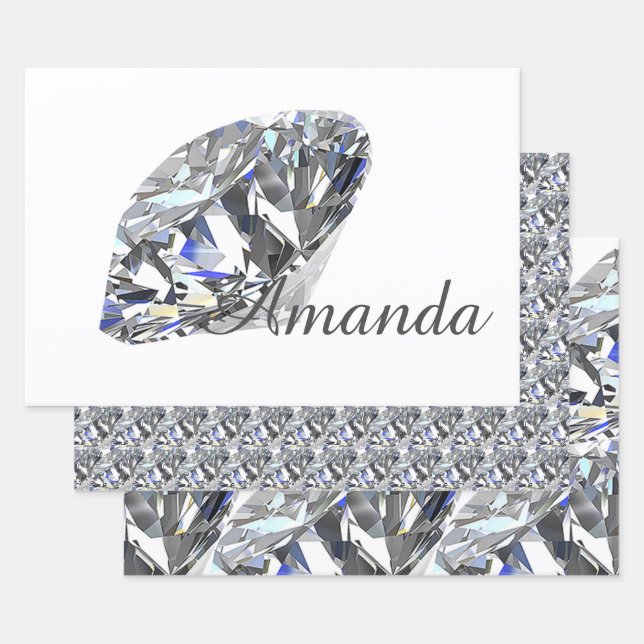 Feuille De Papier Cadeau Diamants élégants personnalisés (Lot)