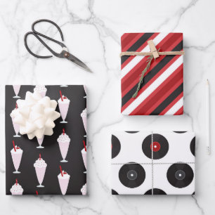 Feuille De Papier Cadeau Diner Black Red Trio 1950