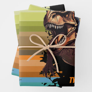 Feuille De Papier Cadeau Dino Evolution pédagogique, Cadeau Anniversaire de