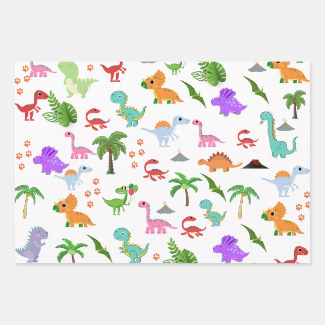 Feuille De Papier Cadeau "Dino-mite Party : Jurassic Joy Unleashed! (Devant)