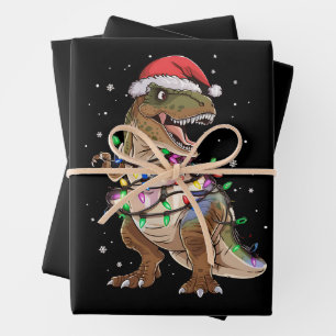 Feuille De Papier Cadeau Dinosaur T-rex Arbre Chandail de Noël Xmas Dino