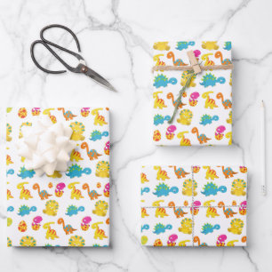 Feuille De Papier Cadeau Dinosaures Mignons, Motif De Dinosaures, Baby Dino