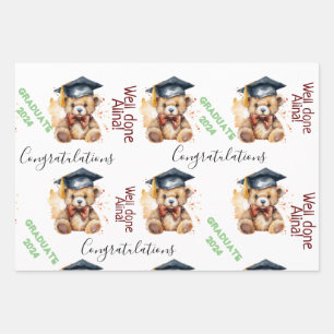 Feuille De Papier Cadeau diplôme cadeau degrés fête mignonne ours