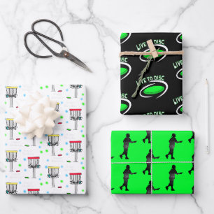 Feuille De Papier Cadeau Disk Golf Black, Lime Green et White Anniversaire
