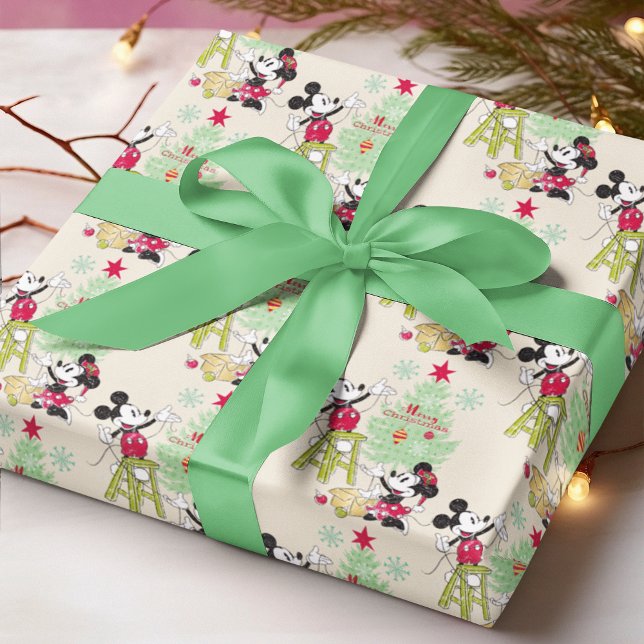 Feuille De Papier Cadeau Disney | Mickey & Minnie | Arbre de Noël classique (Wrapped gift)