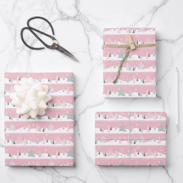 Feuille De Papier Cadeau Disney Princess Castle Winter Holiday Motif (Recto)