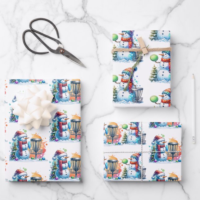 Feuille De Papier Cadeau Disque Golf Thématique Noël (Recto)