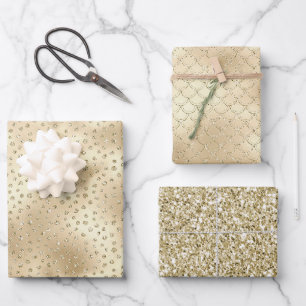 Feuille De Papier Cadeau Doigts de Parties scintillant brillants d'or Sirèn