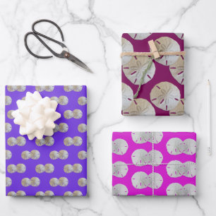 Feuille De Papier Cadeau Dollars de Sable Motif Rose Violet
