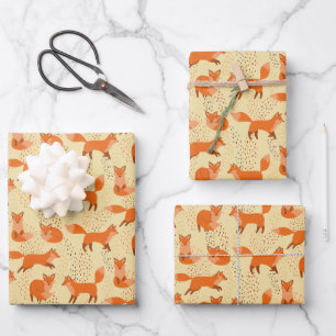 Feuille De Papier Cadeau Don du Motif Red Fox mignon
