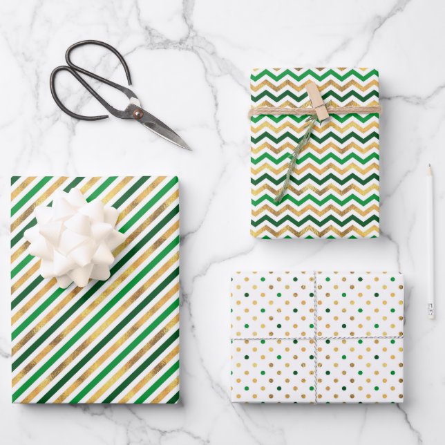 Feuille De Papier Cadeau Dot Waves Striped St. Patrick’s Day (Recto)