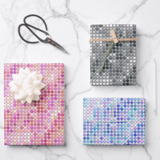 Feuille De Papier Cadeau Dots de discothèque brillants (Recto)