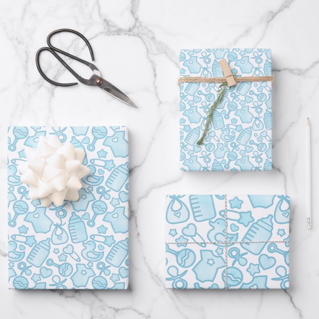 Feuille De Papier Cadeau Douces arroses Ombre Blue (Recto)