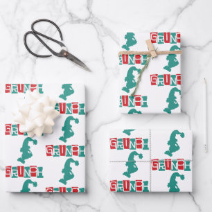 Feuille De Papier Cadeau Dr Seuss Grinch - Rouge et Vert