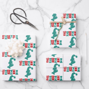 Feuille De Papier Cadeau Dr. Seuss Grinch - Rouge & Vert
