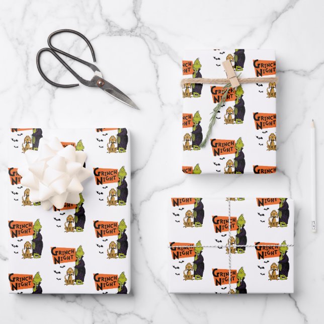 Feuille De Papier Cadeau Dr Seuss | Hallowen Grinch Night Graphic (Recto)