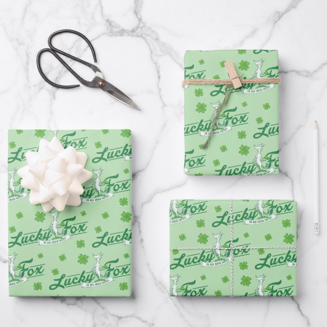 Feuille De Papier Cadeau Dr Seuss | Lucky Fox Dans Ses Chaussettes Irlandai (Recto)