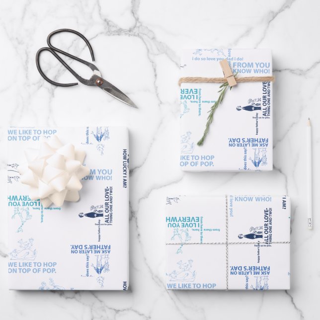 Feuille De Papier Cadeau Dr Seuss | Motif de devis Fête des pères (Recto)