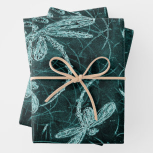 Feuille De Papier Cadeau Dragonfly Disco Midnight Blue