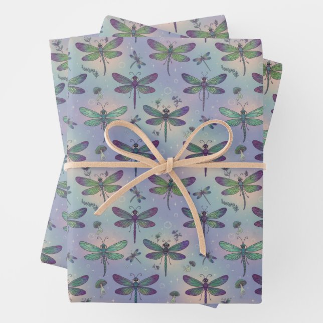 Feuille De Papier Cadeau Dragonfly Pattern (En situation)