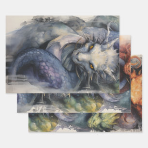 Feuille De Papier Cadeau Dragons