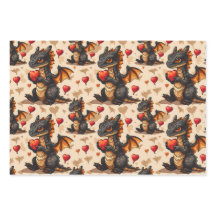 Dragons tenant des coeurs Saint-Valentin