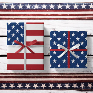 Feuille De Papier Cadeau Drapeau des étoiles et des rayures des États-Unis