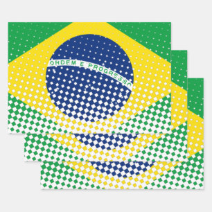 Feuille De Papier Cadeau Drapeau Du Brésil Avec Effet Halftone
