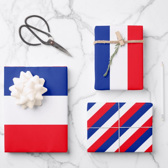 Feuille De Papier Cadeau Drapeau Français Couleurs patriotiques Voyage inte (Recto)