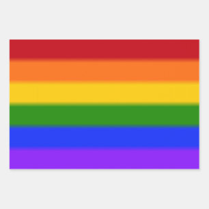Feuille De Papier Cadeau Drapeau Gay pride arc-en-ciel de paille
