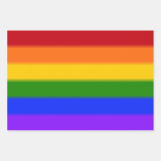 Feuille De Papier Cadeau Drapeau Gay pride arc-en-ciel de paille (Devant)