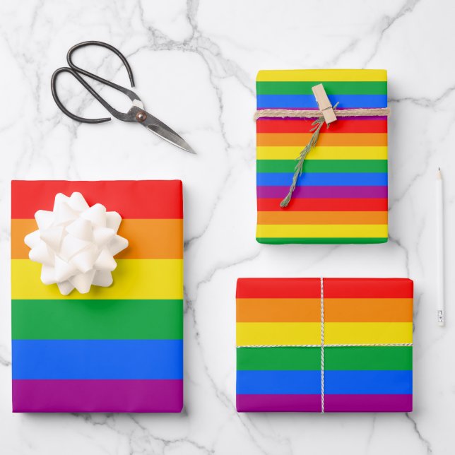 Feuille De Papier Cadeau Drapeau Gay pride traditionnel (Recto)