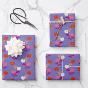 Feuille De Papier Cadeau Drapeau lesbien rouge et rose subtil Fleurs