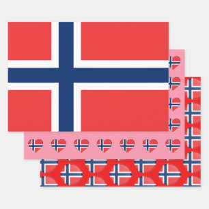 Feuille De Papier Cadeau Drapeau norvégien, Coeur et mode norvégienne / Gif