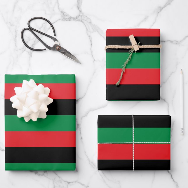Feuille De Papier Cadeau Drapeau panafricain, Joyeux Kwanzaa  (Recto)