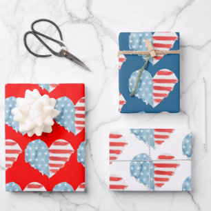 Feuille De Papier Cadeau Drapeau Patriotique USA Rouge Blanc Bleu Américain