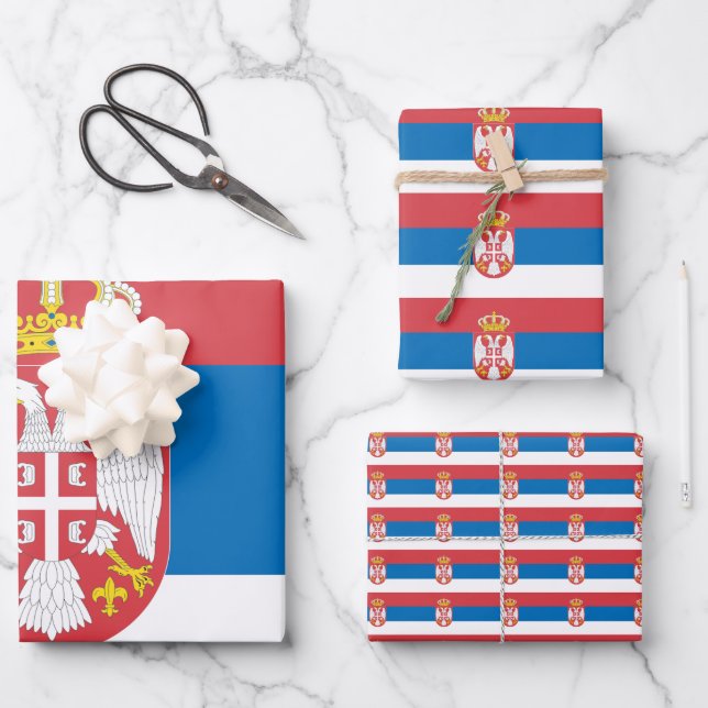 Feuille De Papier Cadeau Drapeau serbe (Recto)