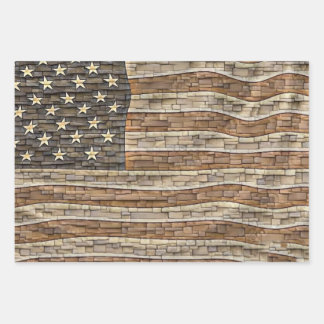 Feuille De Papier Cadeau Drapeau vintage Patriotique USA sur mur de pierre