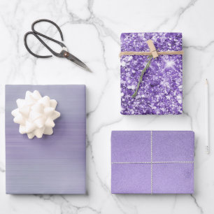 Feuille De Papier Cadeau Dreamy Glam Purple Lavender Parties scintillant An