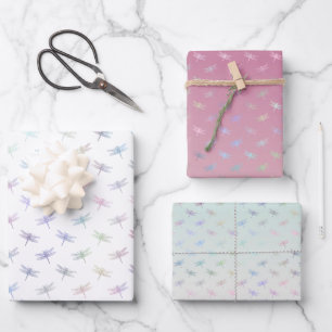 Feuille De Papier Cadeau Dreamy Mint Aqua Purple Pink Dragonflies