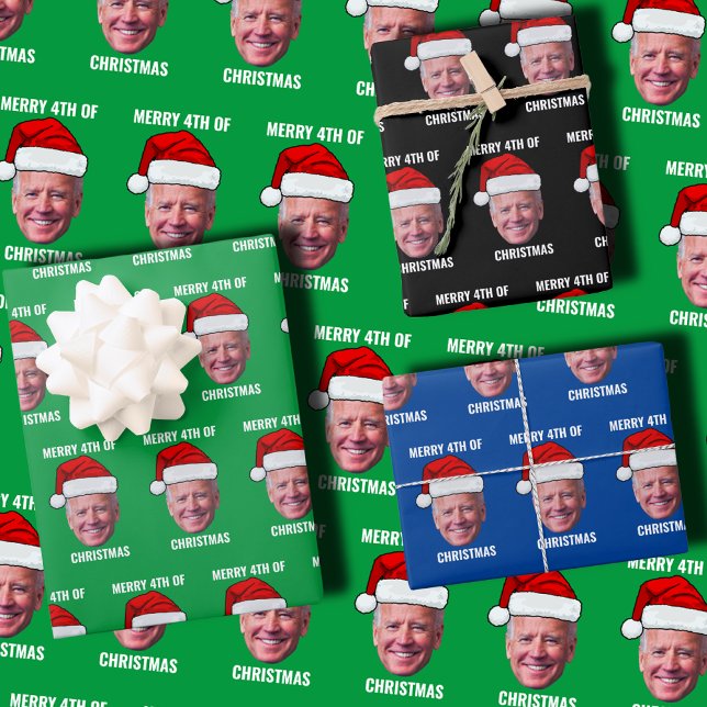 Feuille De Papier Cadeau Drôle Biden Confus Joyeux 4 juillet (Créateur téléchargé)
